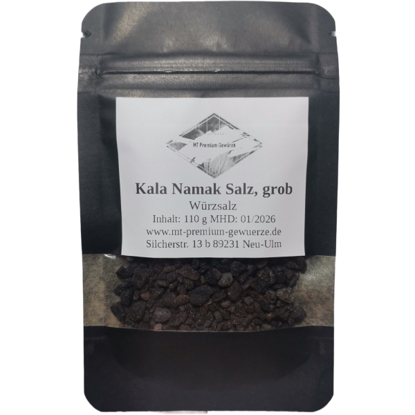 Kala Namak Salz - schwarzes Würzsalz, körnig - Standbodenbeutel 110 g