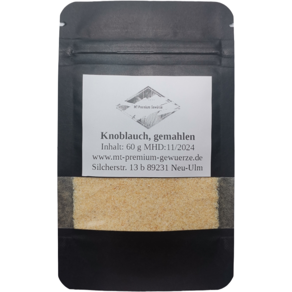 Premium Knoblauch, fein granuliert - Standbodenbeutel 60 g